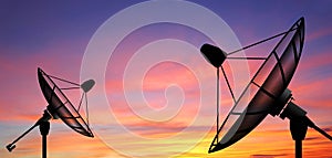 Satellite dish sky sun stars communication