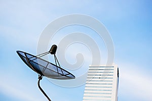 Satellite dish sky sunset communication technology network