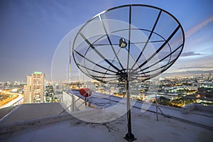 Satellite dish sky sunset communication technology network