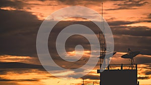 Satellite dish sky sunset communication technology network image background for design