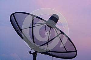Satellite dish sky sunset communication technology network image background for design.