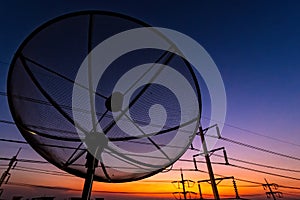 Satellite dish sky sunset communication technology network image