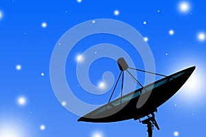 Satellite dish transmission data on blue background 1