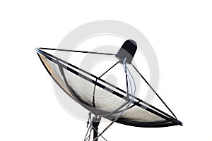 Satellite dish transmission data on white background