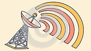 Satellite Dish Transmitting Data, Wireless Communication, vector design Generative AI