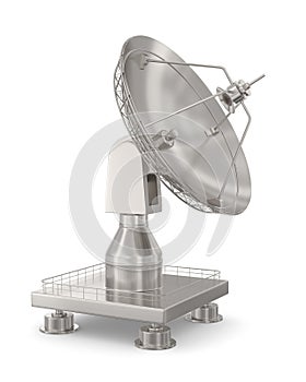 satellite dish on white background. Isolated 3D illustration