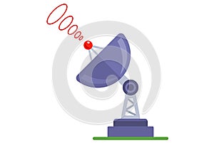 satellite dish on a white background receiving or emitting a signal.