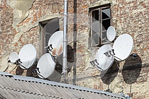 Satellite dishes.