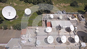 Satellite Dishes for Communication and Television Broadcasting. Cellular Communication antenna.