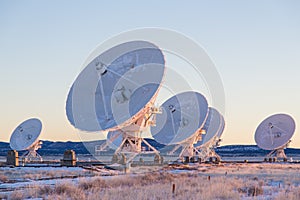 Satellite dishes in a field