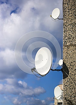 Satellite dishes on the house wall