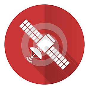 Satellite flat design vector icon, connection, communication, technology concept illustration