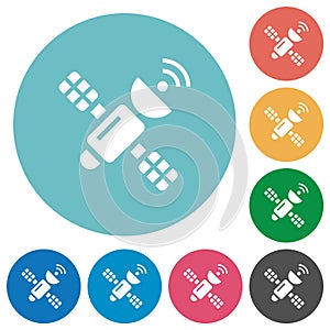 Satellite flat round icons