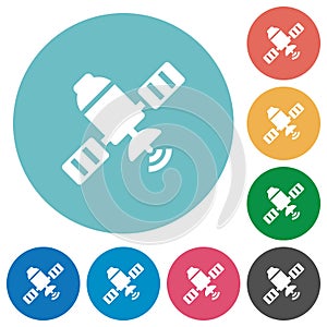 Satellite flat round icons