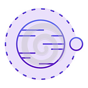 Satellite flying above planet flat icon. Cosmos violet icons in trendy flat style. Astronomy gradient style design