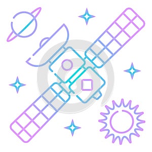 Satellite icon vector in outline style. Navigation, GPS, broadcast sign for web, UI, app