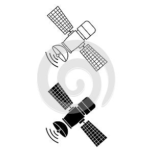 Satellite icon vector set. broadcast illustration sign collection. radar symbol.