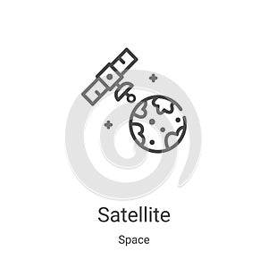 satellite icon vector from space collection. Thin line satellite outline icon vector illustration. Linear symbol for use on web