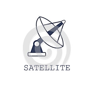 Satellite icon on white background. Vector illustration.