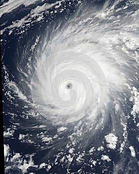 Hurricane storm clouds swirl over deep ocean