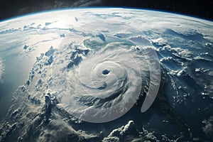 satellite image of a hurricane on earth, tropical cyclone, tornado, over ocean