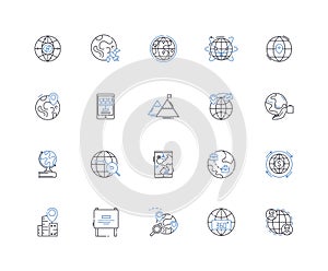 Satellite imagery line icons collection. Aerial, Digital, Geospatial, Mapping, Space-based, Surveillance, Earth vector photo