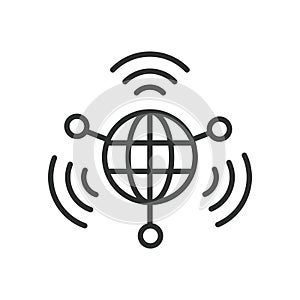 Satellite internet coverage, icon in line design. Satellite, internet, coverage, connection, global, network, data on photo