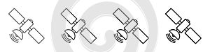 Satellite line icon, space satellite symbol.
