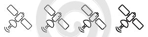 Satellite line icon, space satellite symbol.