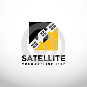Satellite logo template. flat design. vector illustrator eps.10