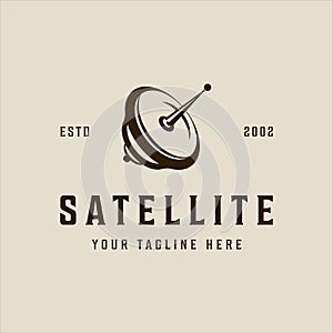 satellite logo vintage vector illustration template icon graphic design. radar and antenna communication sign or symbol for space