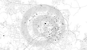 Satellite map of Abuja, Nigeria, city streets. Africa