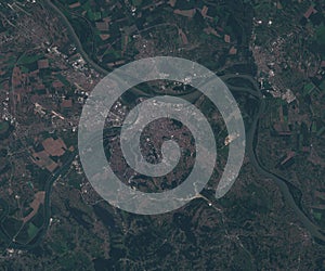 Satellite map of Belgrade Serbia, view from space