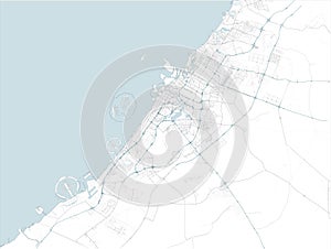 Satellite map of Dubai and surrounding areas, United Arab Emirates. Map roads, ring roads and highways