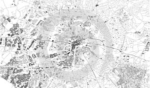 Satellite map of Harare, Zimbabwe. Map of streets and buildings of the town center