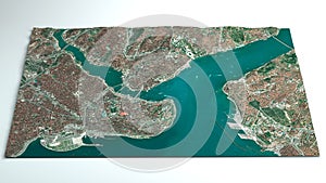 Satellite map of Istanbul, Turkey, is the most populous city in Turkey. Streets map and city center. Satellite view.