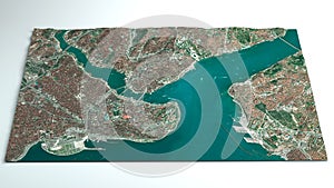 Satellite map of Istanbul, Turkey, is the most populous city in Turkey. Streets map and city center. Satellite view. photo