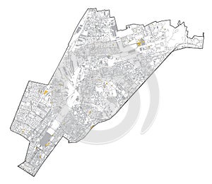 Satellite map of Milan, streets and building of area number 2, municipalities number two