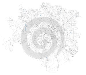 Satellite map of Milan, zones and municipalities. Streets. Lombardy. Italy photo