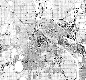 Satellite map of Minneapolis, Minnesota, Usa, city streets