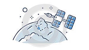 Satellite on Mountain, Remote Communication and Tech, vector design Generative AI