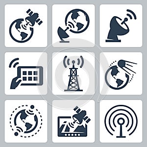 Satellite and navigation related icons