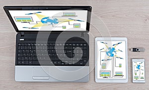 Satellite network concept on different devices