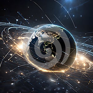 Satellite Network Orbiting Earth - Futuristic Space Technology photo