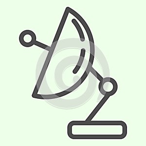 Satellite observation dish line icon. Aerials Parabolic antenna outline style pictogram on white background. Research