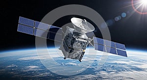 Satellite in Orbit Above Earth