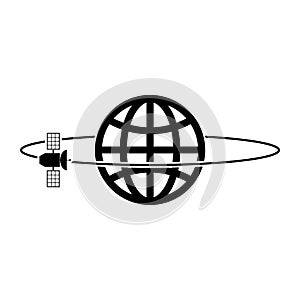 Satellite in orbit icon isolated on white background
