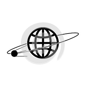 Satellite in orbit icon isolated on white background