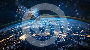 Satellite Orbiting the Earth. AI generated