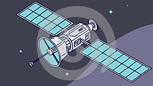 Satellite orbiting Earth, global communication and technology vector design Generative AI